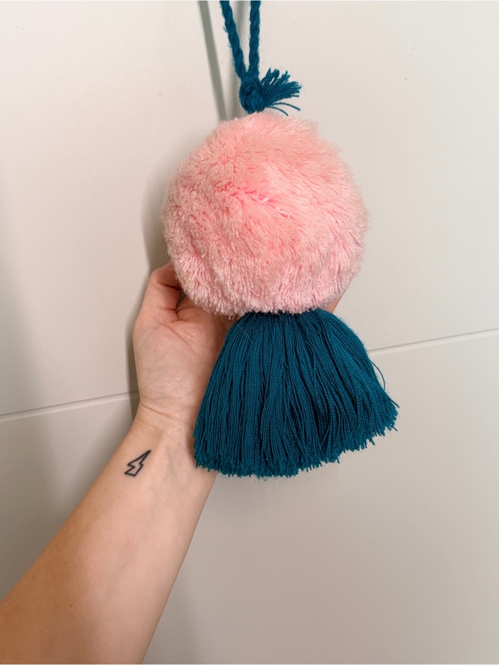 Nena & Co. Pink and Teal Pom Tassel Bag Charm